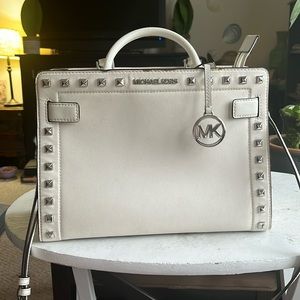 Michael kors rayne satchel studded white bag